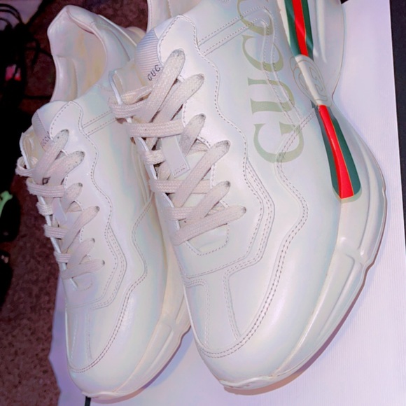 Rhyton Gucci Logo Leather Sneakers - Picture 3 of 3